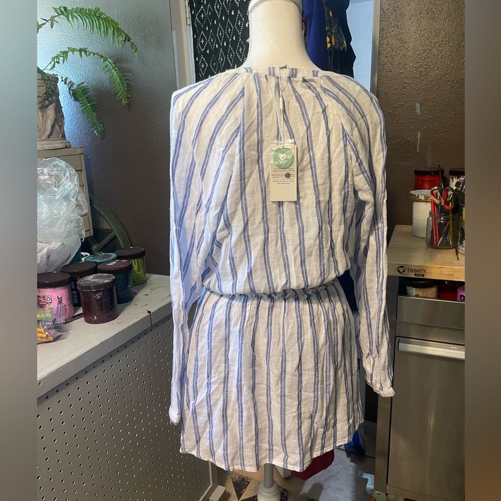 Rails Jasmine Villa Stripe Long Sleeve Linen Blend Dress sz S NWT - Picture 7 of 15
